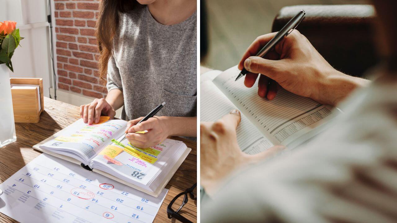 Two persons using ADHD planners to manage their daily activities