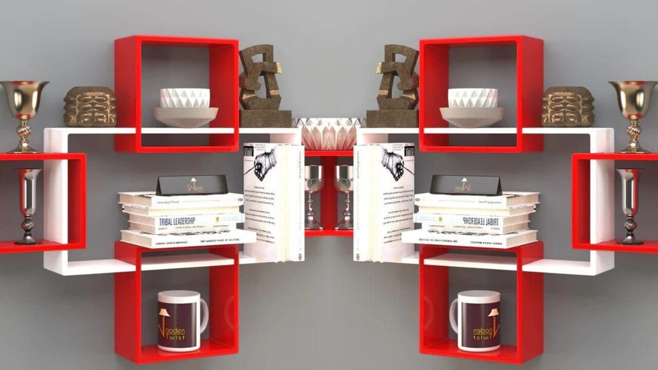 Modern colorful floating shelves