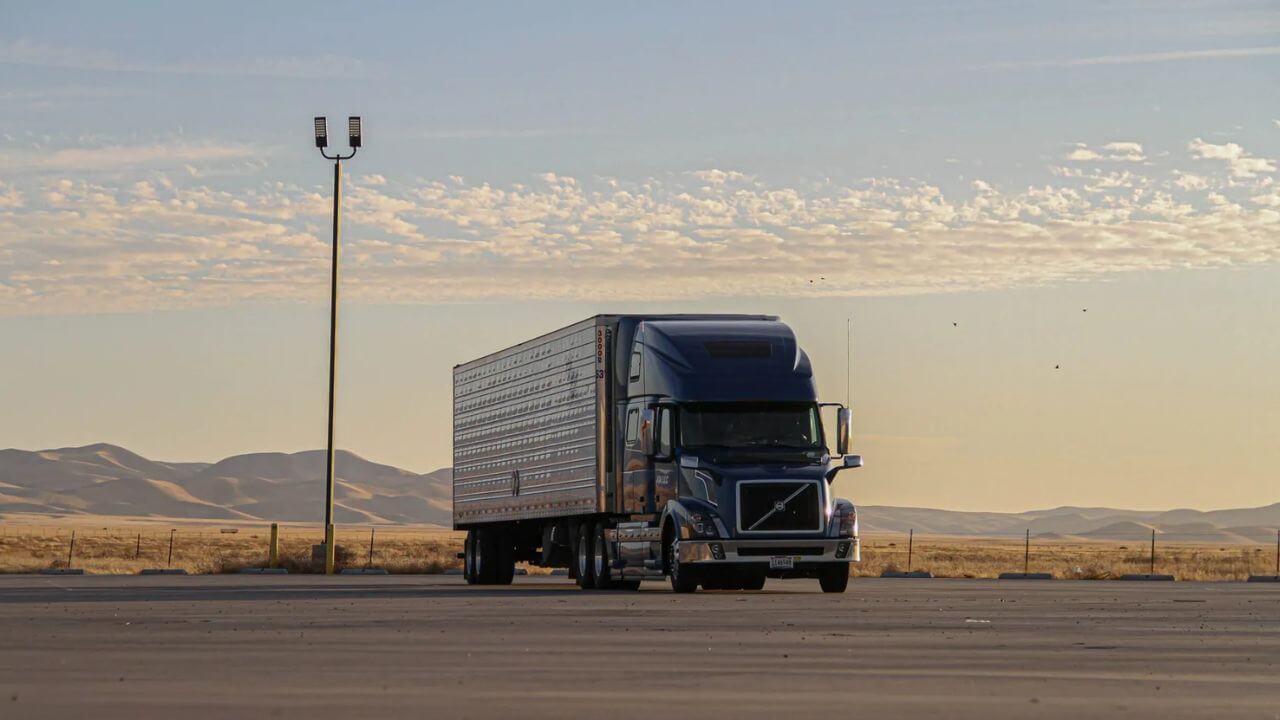 Truck parked in a deserted lot with the dash camera recording