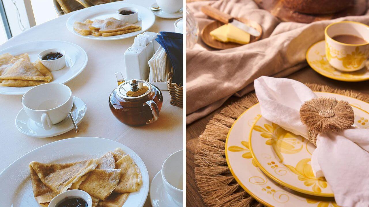 Table settings representing ceramic dinnerware