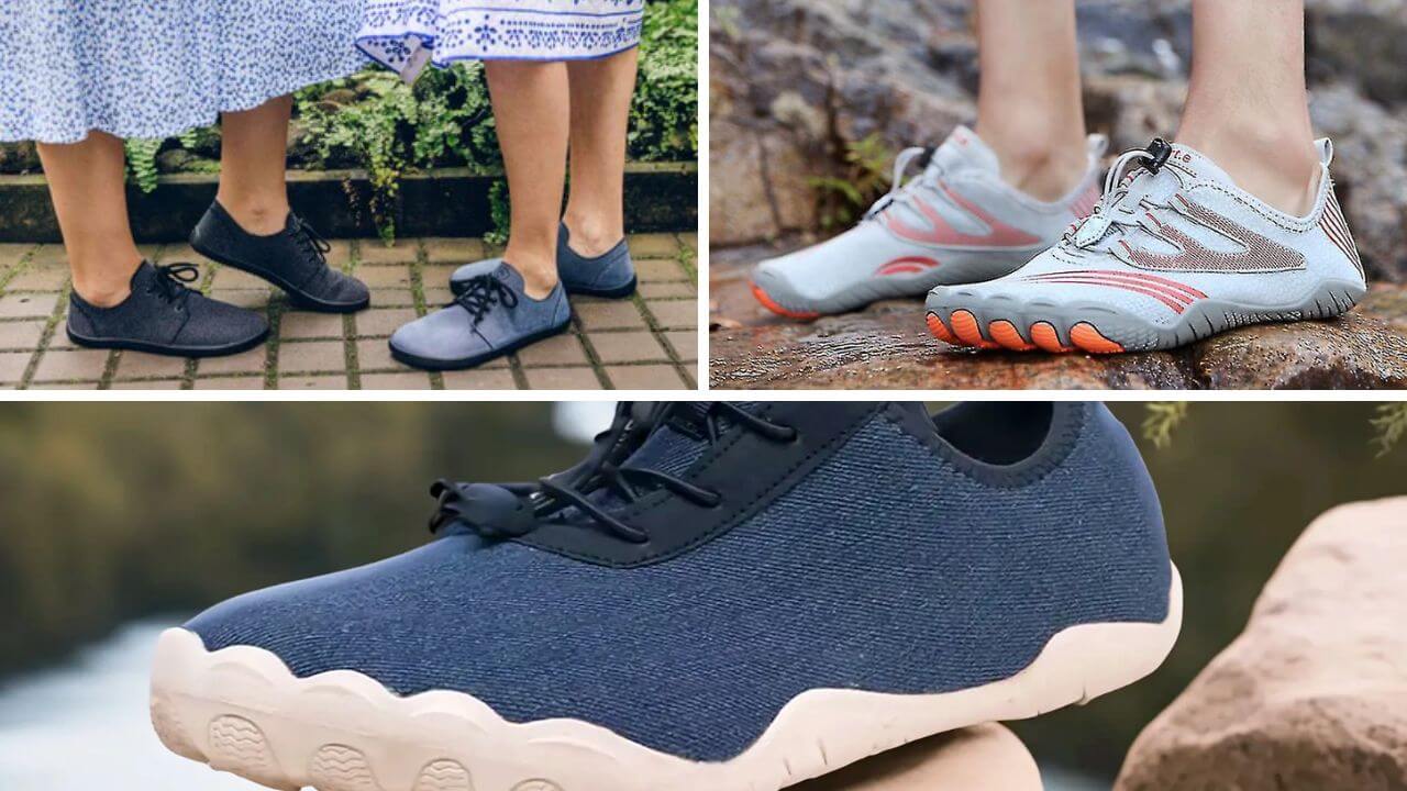 Three examples of barefoot shoes