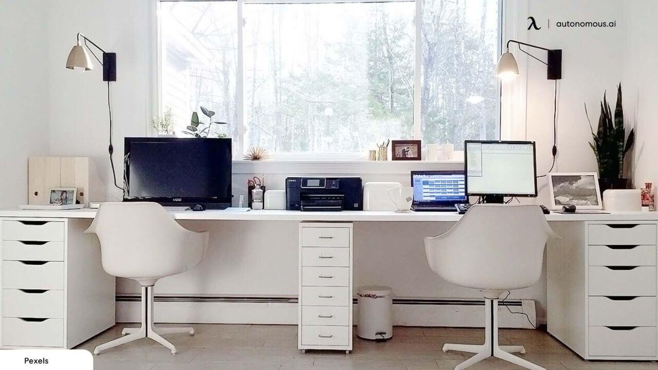Efficient modern home office desk setup