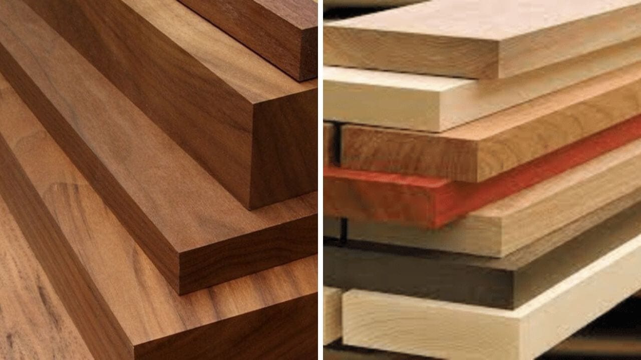 Different woods used to make floating wood shelves