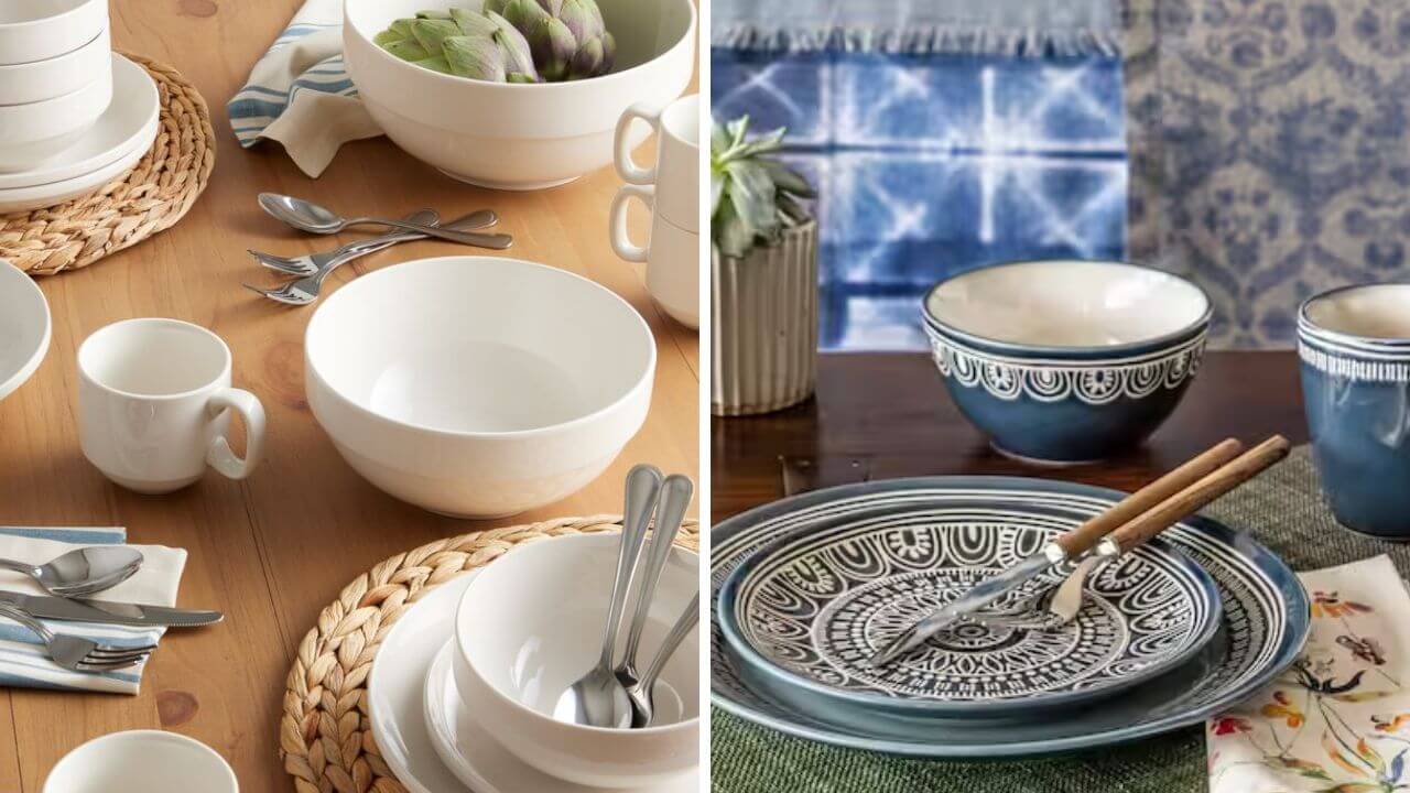 Ceramic table setting and a porcelain table setting
