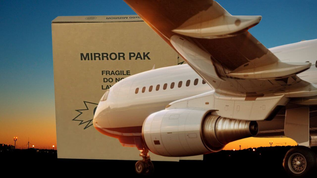 Mirror package ready for transport on a plane
