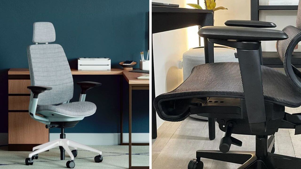Two styles of ergonomic office chairs for a short person