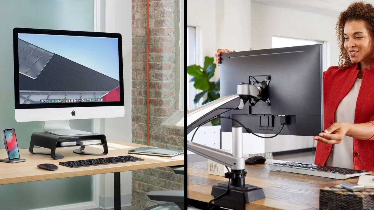 A monitor riser and a monitor arm