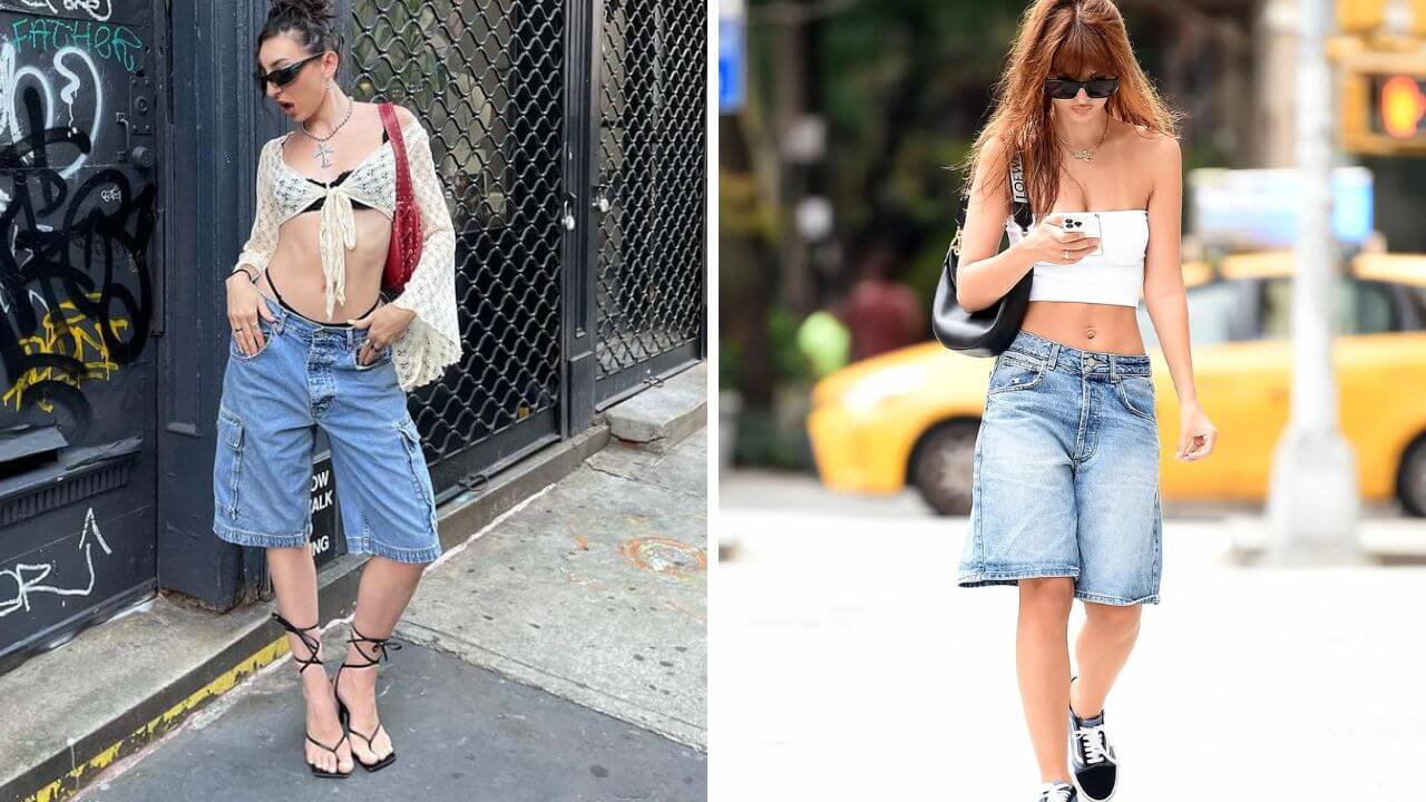 Women wearing baggy jorts