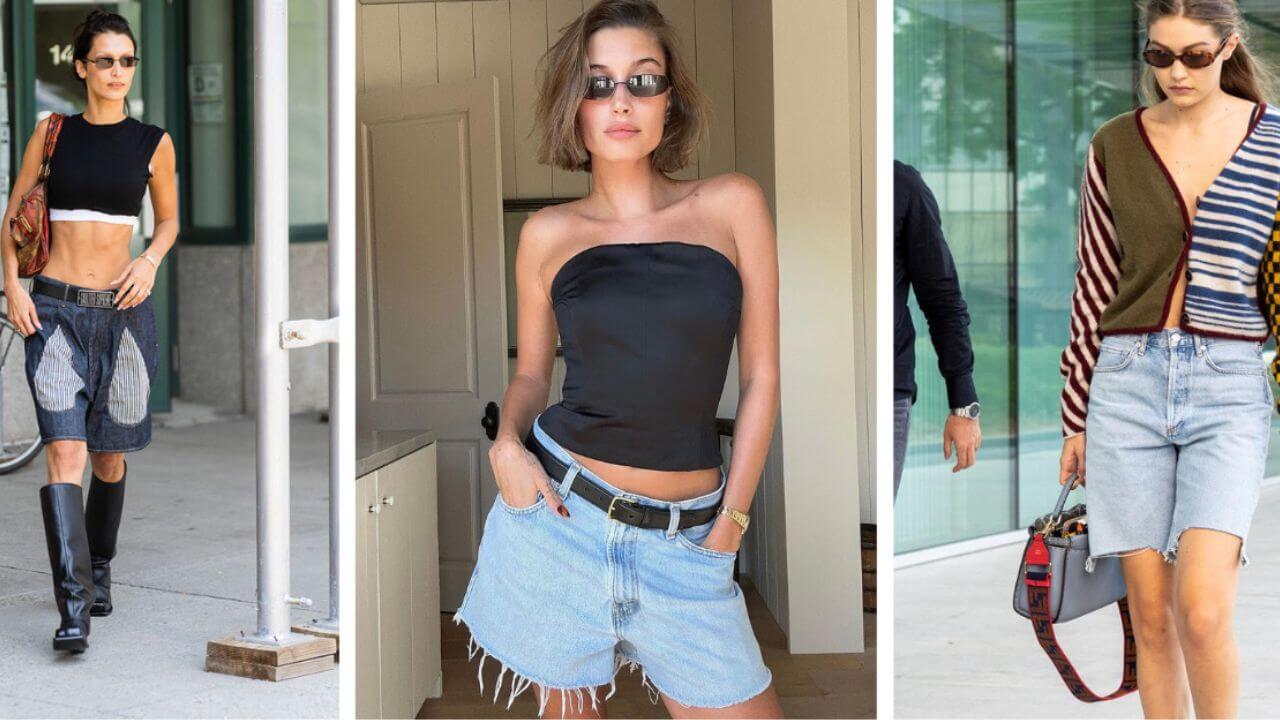 Women wearing different length jorts