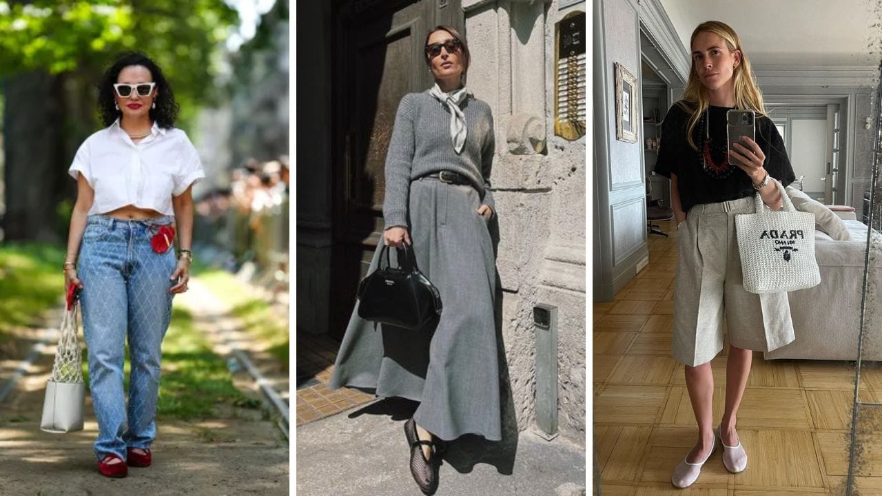 Women wearing different mesh ballet flats