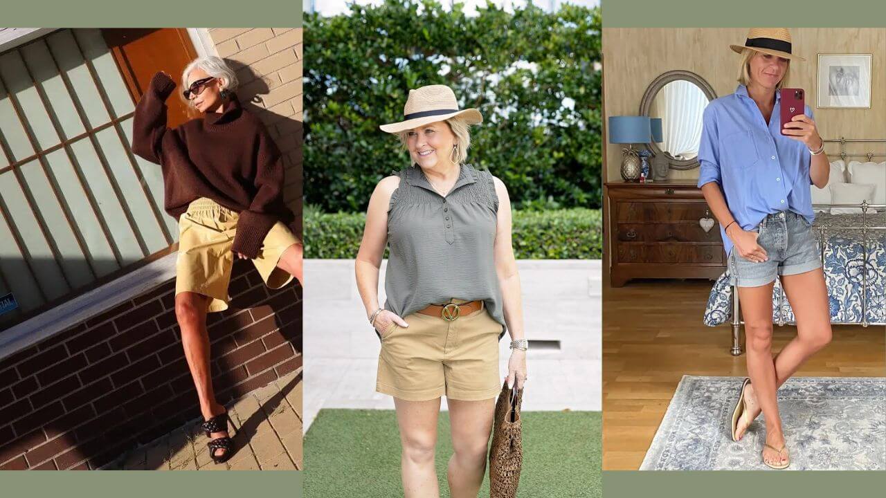 Women over 40 wearing jean shorts