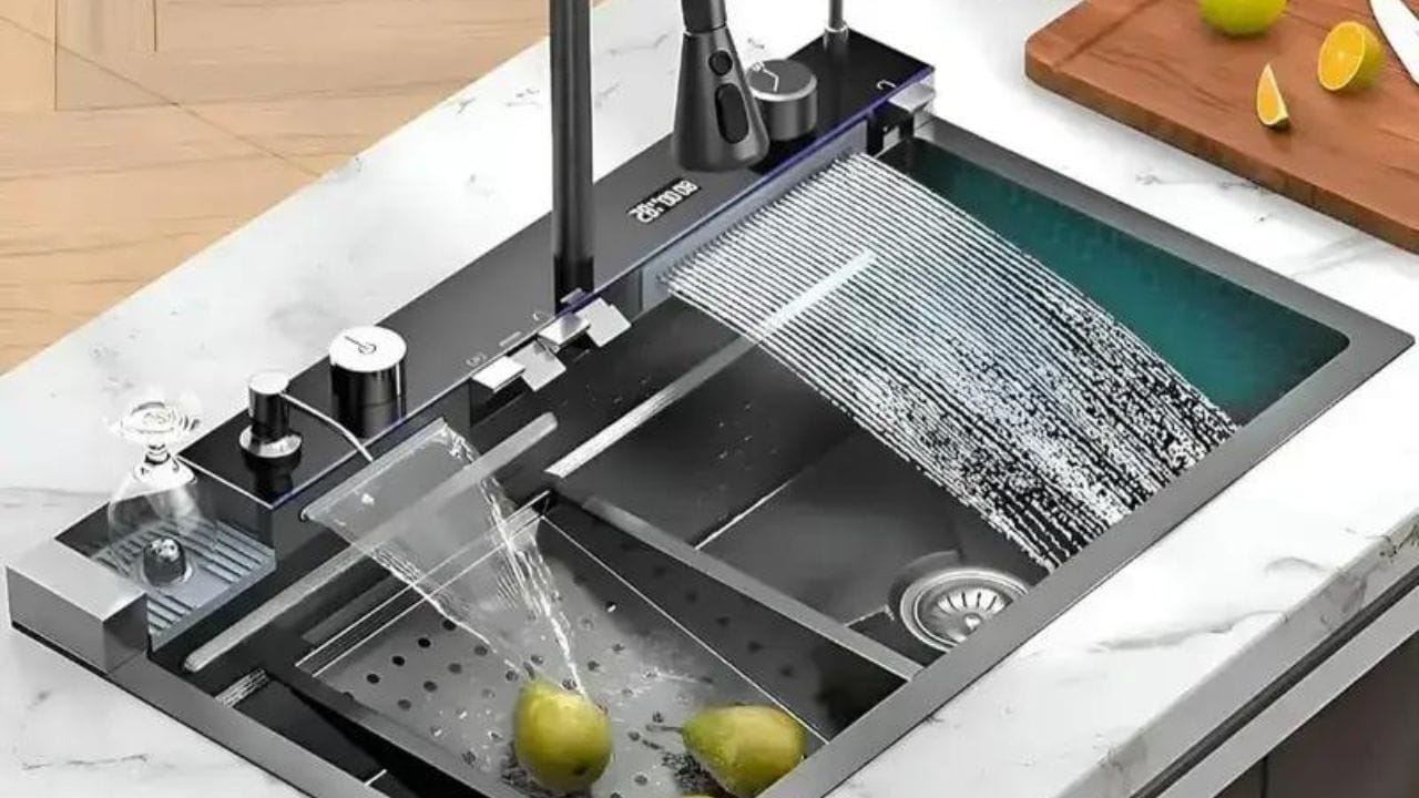 Waterfall kitchen sink