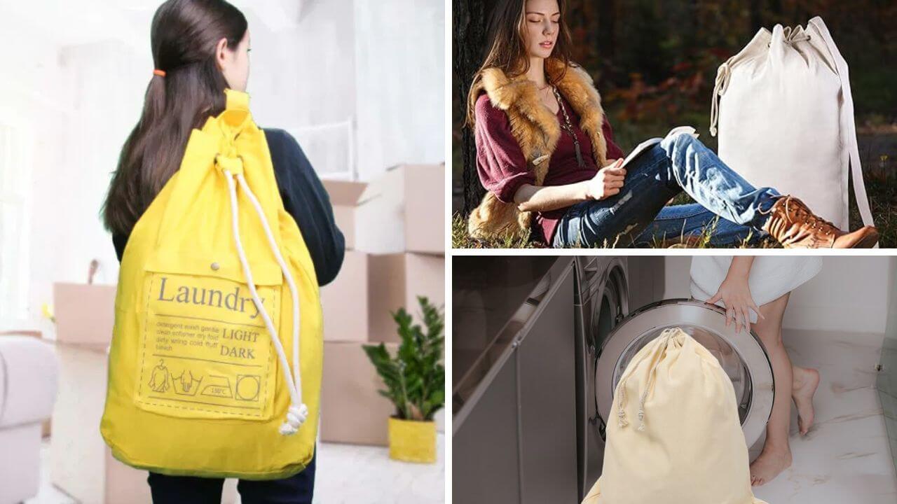 Laundry travel bags made of different materials