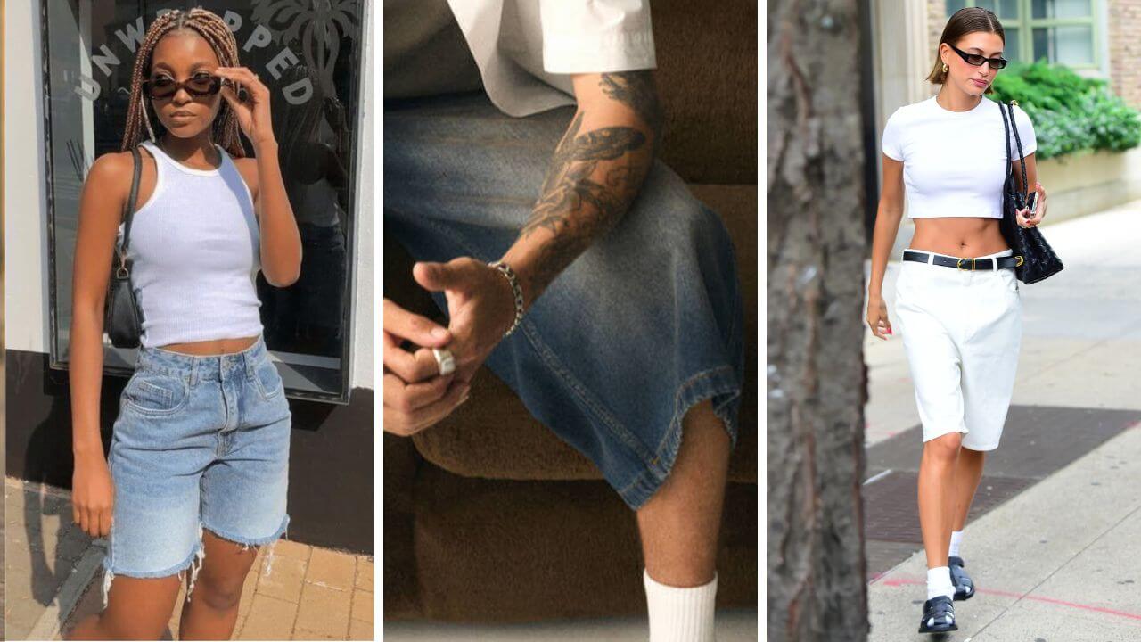 Three styles of trending jorts worn by people on the go