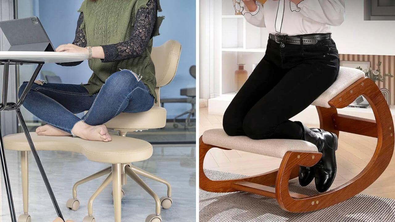 Two people using different styles of ADHD chairs