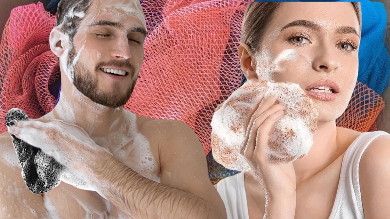 Man and a woman enjoying the benefits of an African net sponge