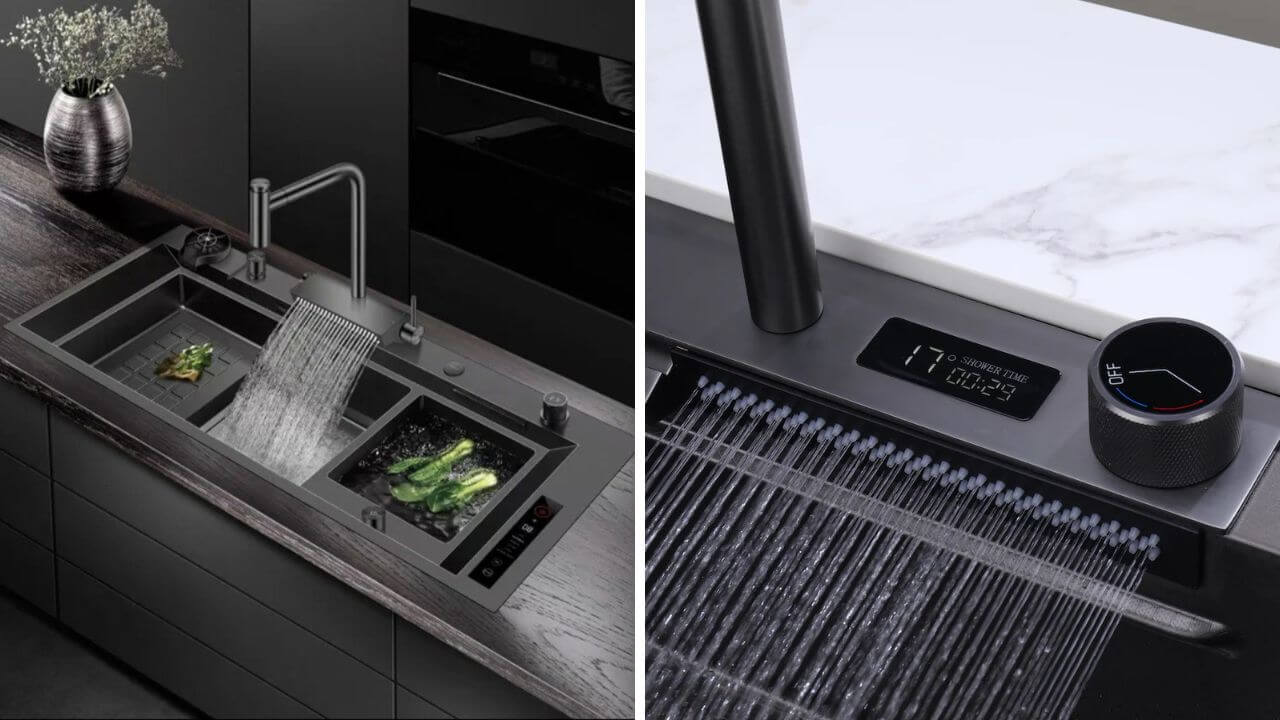Viewing two areas where problems can occur in a waterfall sink